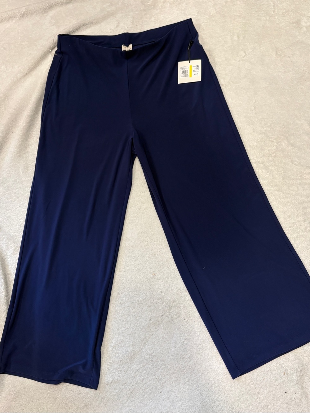 Anne Klein Navy Wide-Leg Cropped Pants